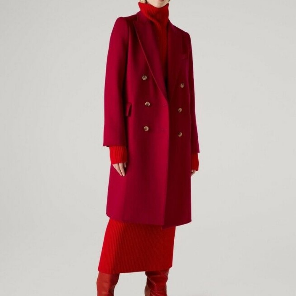St. John, Double Breasted Wool Coat in Orchid